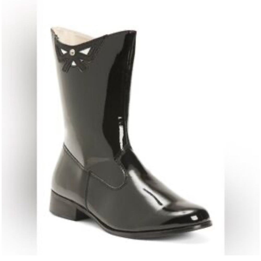L’amour Size 8 Toddler black patent leather mid-calf boot